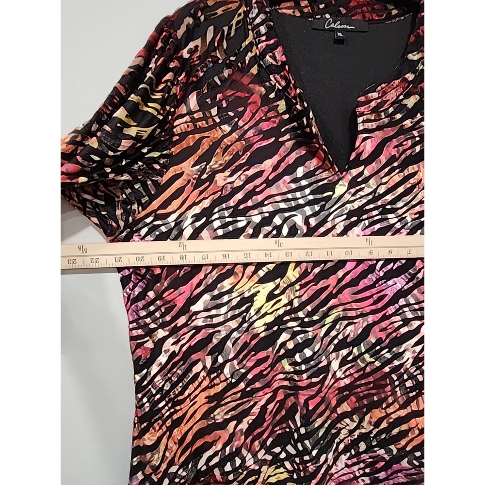 Calessa NWT Blouse Tunic Womens‎ XL Zebra Print Multicolor Long Sleeve V Neck - Picture 8 of 9